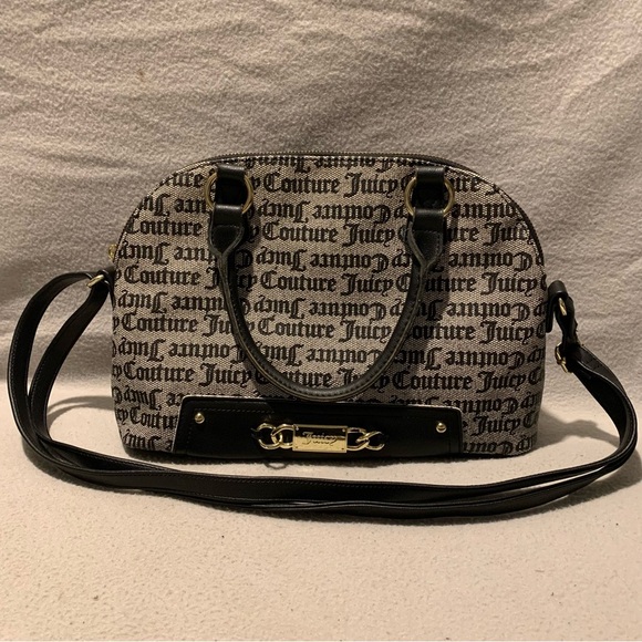 Juicy Couture Gray Black Printed Coated Canvas shoulder purse - Picture 7 of 12